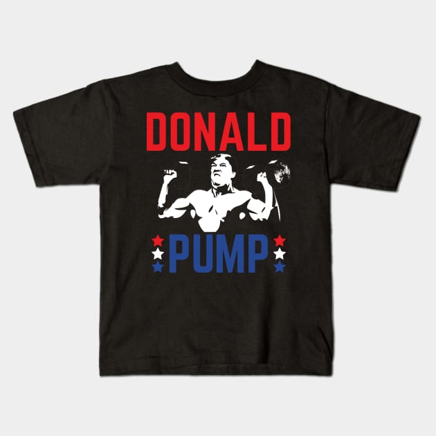 Donald Pump Gym Workout Trump Kids T-Shirt by scribblejuice